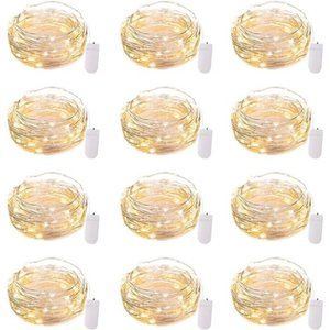 12 Pack Led Fairy Lights Battery Operated String Waterproof Silver Wire 7 Feet